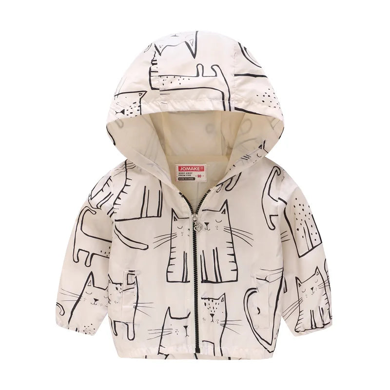 Spring Autumn Thin Jacket for Girls – Fashionable Baby Girl Hooded Windbreaker Coat.