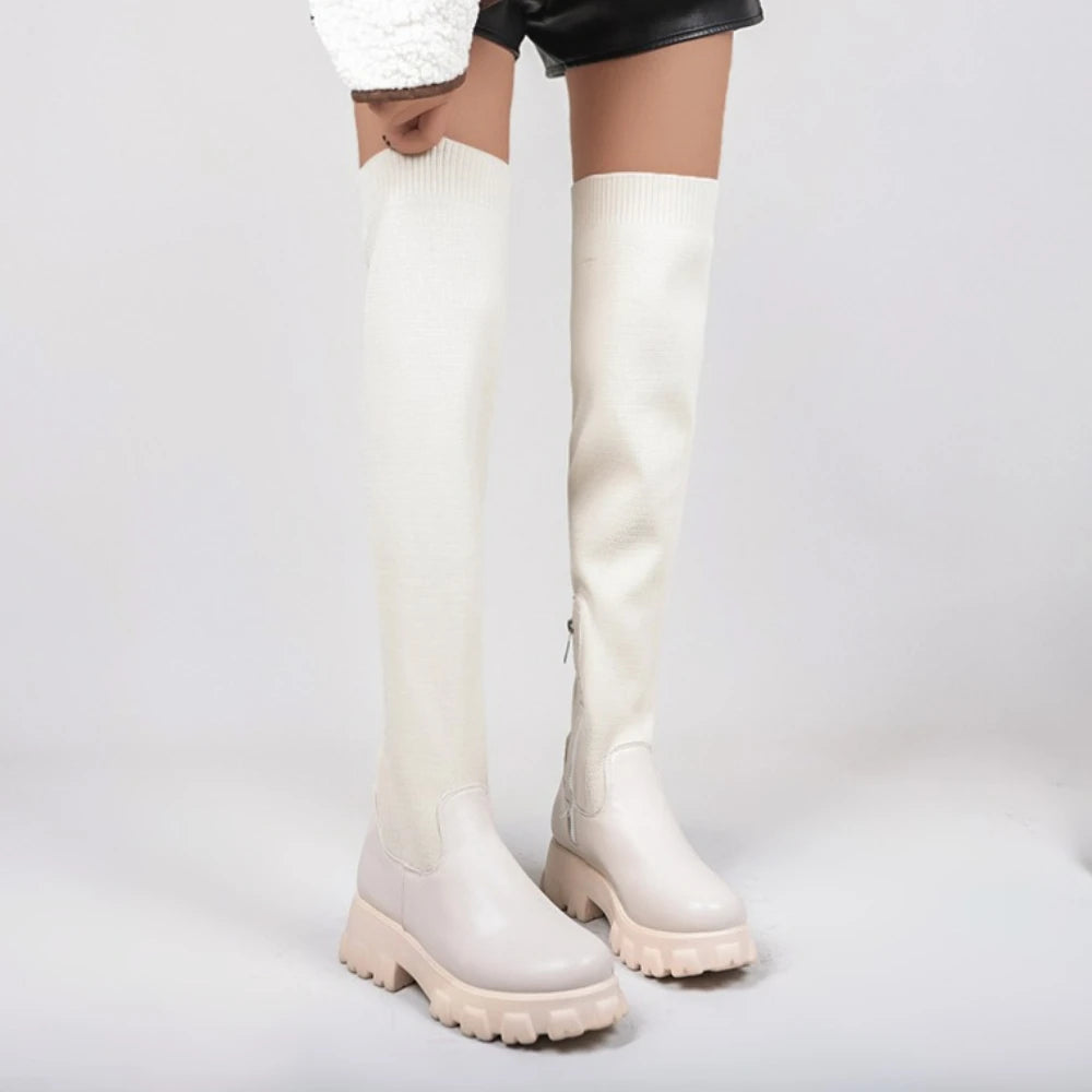 Women Chunky Platform Over-the-Knee Boots