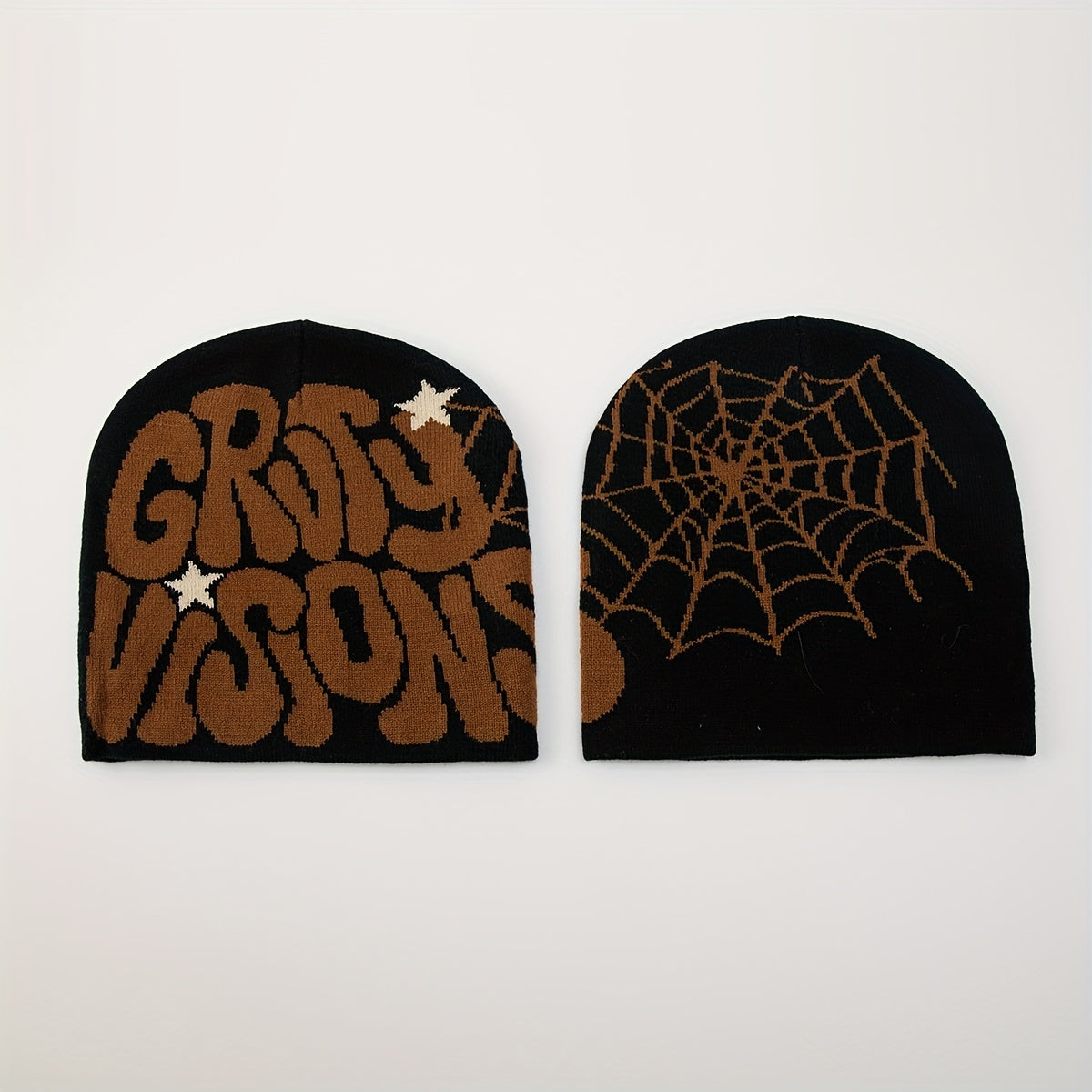 Spider Web Embroidered Beanie – Windproof Warm Winter Hat (Unisex)
