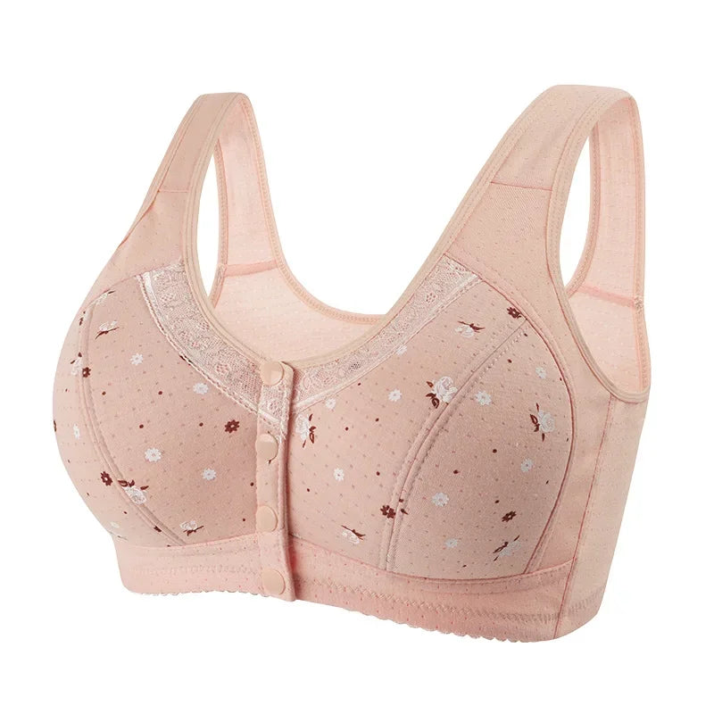 2025 New Confortable Bra Cotton Women Wire Free Bras Push Up Front Closure Underwear Female Everyday Lingerie Large Bust 50BCD
