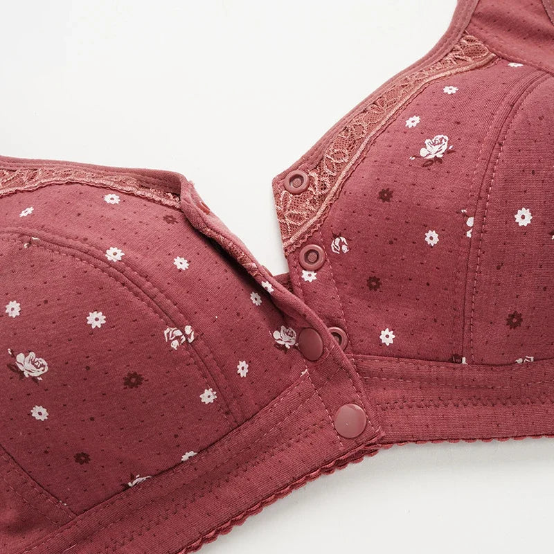 2025 New Confortable Bra Cotton Women Wire Free Bras Push Up Front Closure Underwear Female Everyday Lingerie Large Bust 50BCD