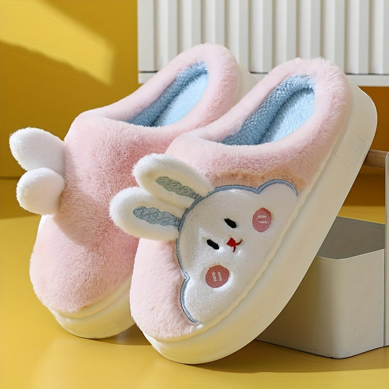 Women’s Cute Rabbit Plush Winter Slippers – Warm & Cozy Indoor Shoes