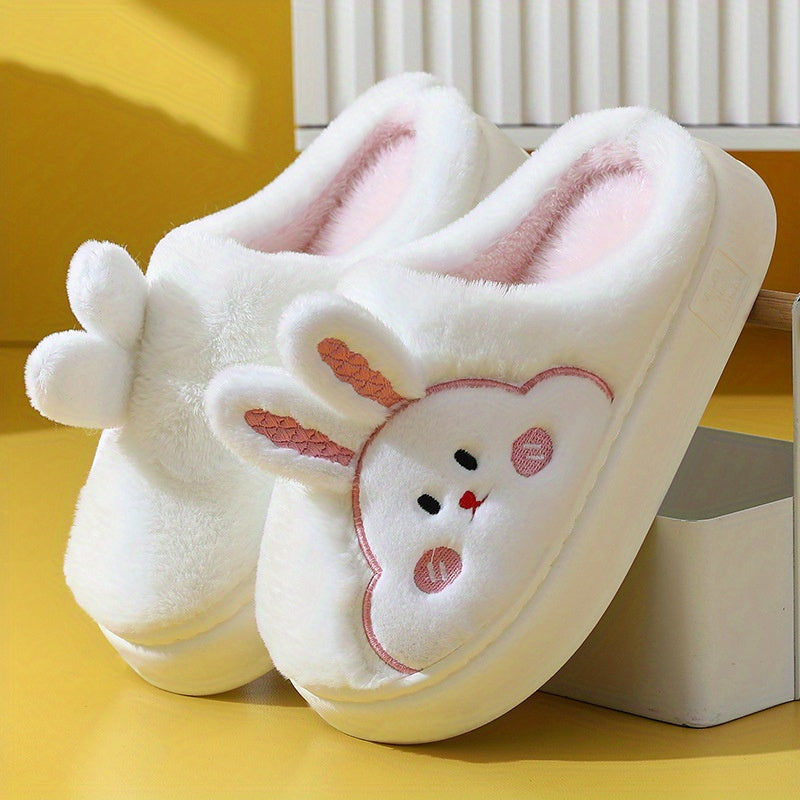 Women’s Cute Rabbit Plush Winter Slippers – Warm & Cozy Indoor Shoes