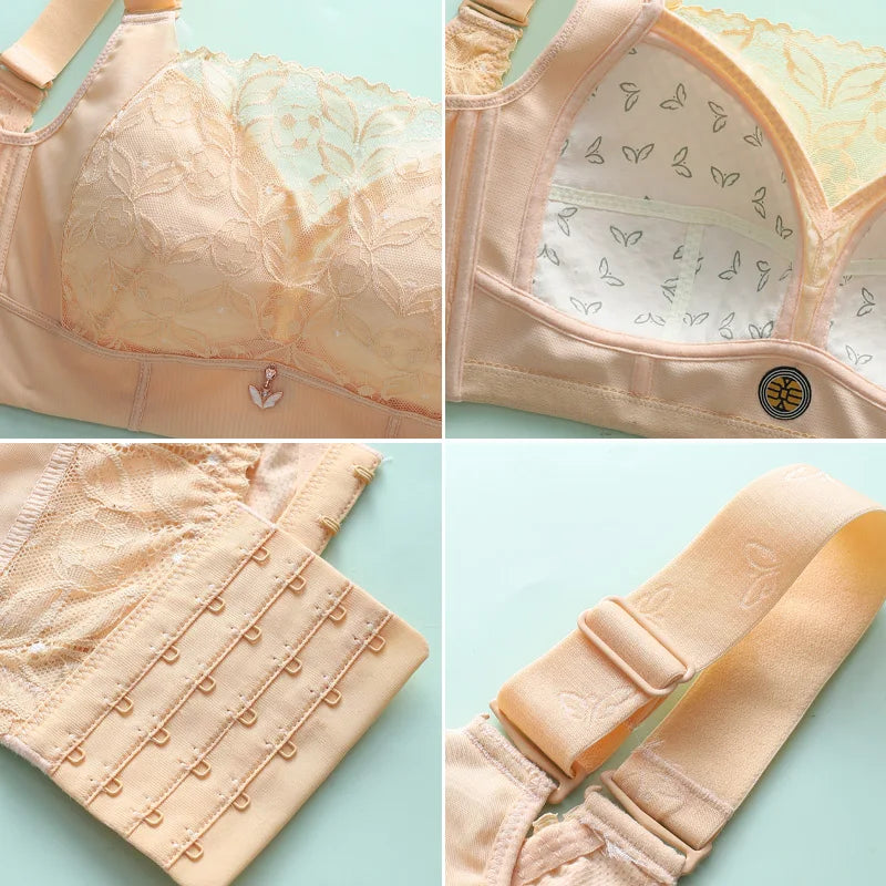 Women's Full Coverage Wirefree Plus Size Bra Non Padded lace Bra
