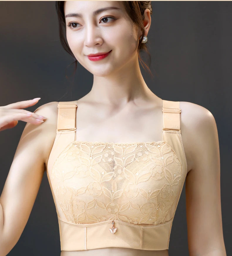 Women's Full Coverage Wirefree Plus Size Bra Non Padded lace Bra