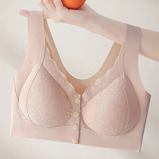 Front Button Without Marks Gathering Mother Bra Elderly Vest Middle-aged Women Without Wire Vest Bra Women Underwear