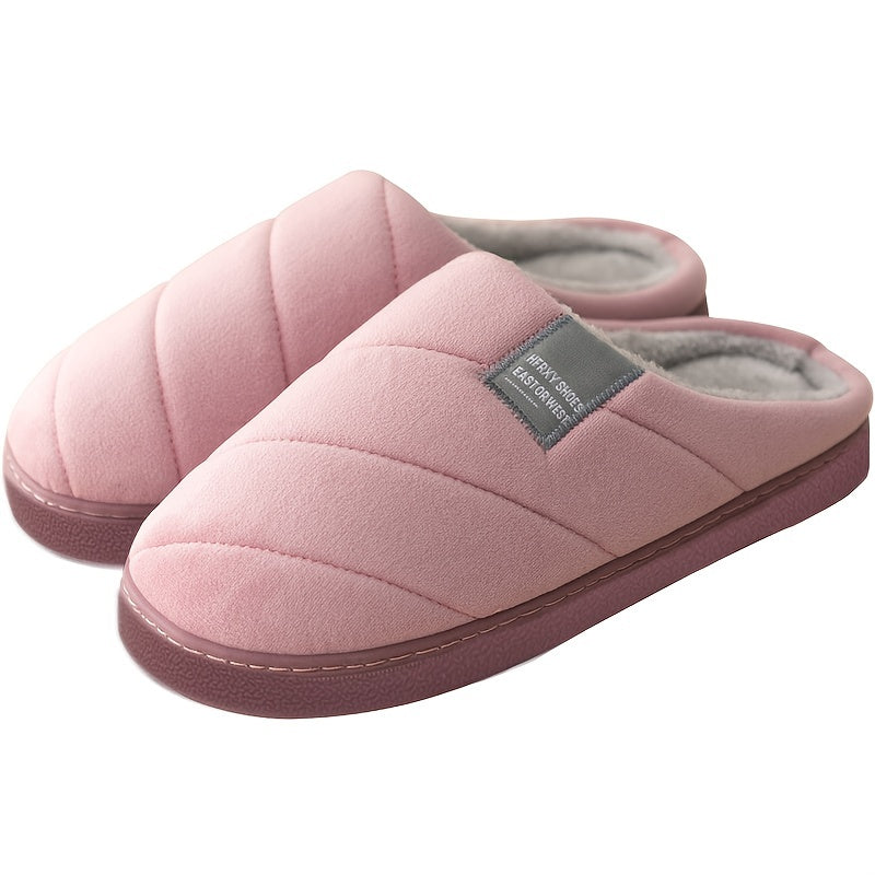 Unisex Casual Striped Plush Slippers – Comfy Non-Slip Home Footwear for Fall to Winter