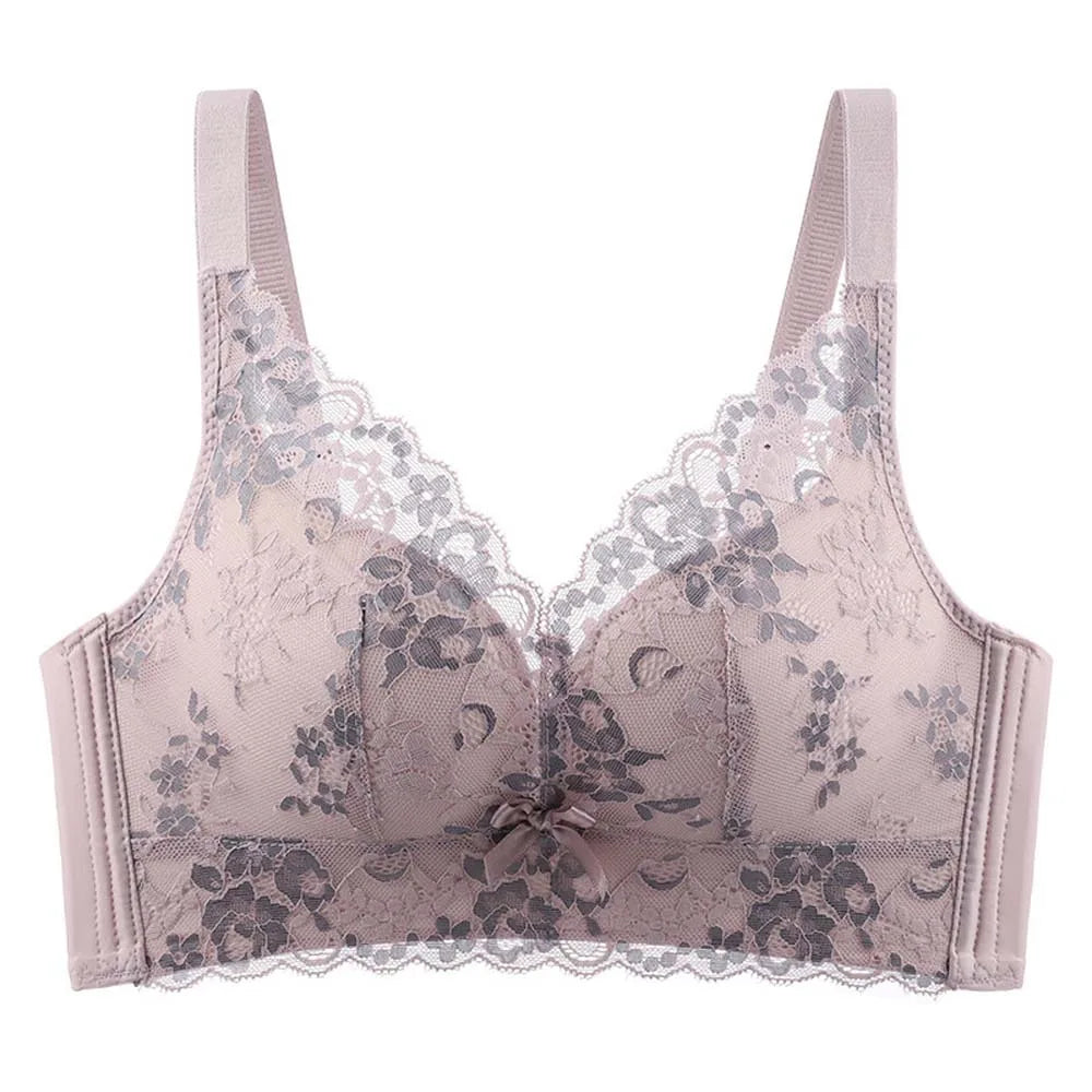 Seamless Girls Lace Seamless Bra Beautiful Back Shockproof Wireless Deep V Bra Korean Style Lace Flowers Brassiere for Women