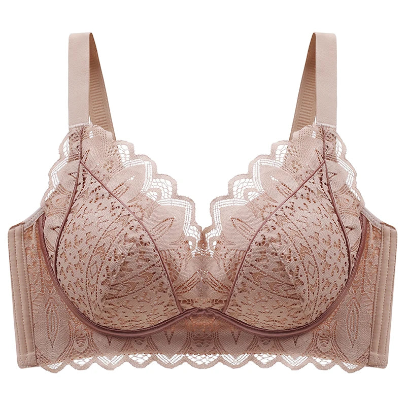 32-40ABC Chest Ventilate Wire-Free Bra Adjustable Strap Side Coverage Push-Up Bra Daily Wear Skin-Friendly High-Support Lingerie