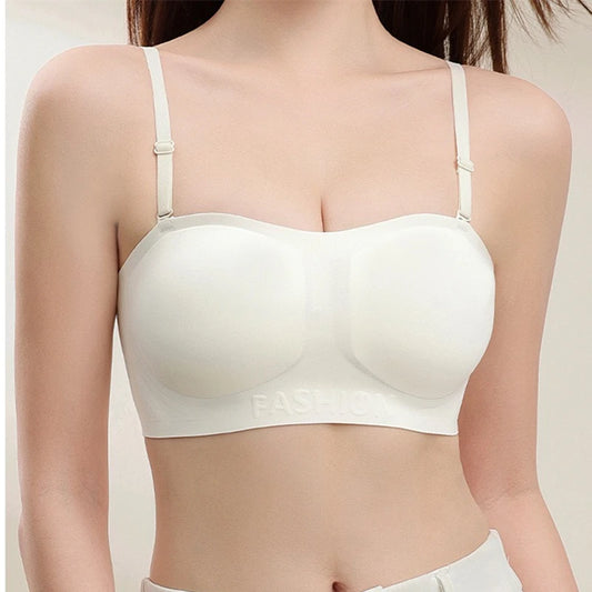Strapless Bra for Women with Small Chest, Push-up, Non-slip and Anti-fall, Invisible and Seamless Bra with Detachable Straps