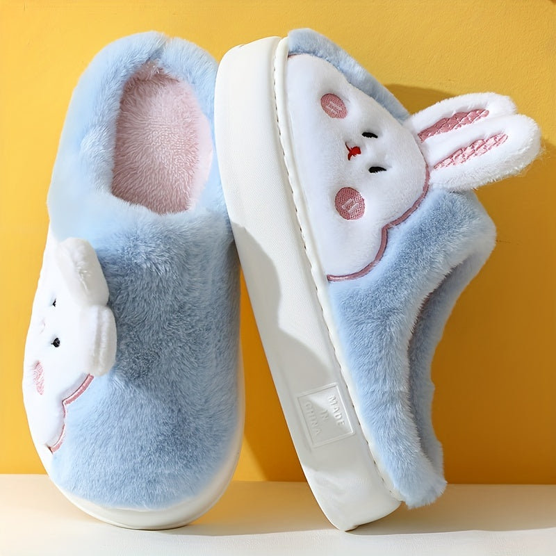 Women’s Cute Rabbit Plush Winter Slippers – Warm & Cozy Indoor Shoes