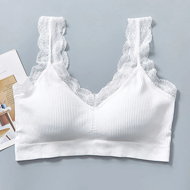 Sexy Lace Bras For Women Without Bones Underwire Push Up Sports Vest Tank Top Pads Invisible Back Bra Without Cups