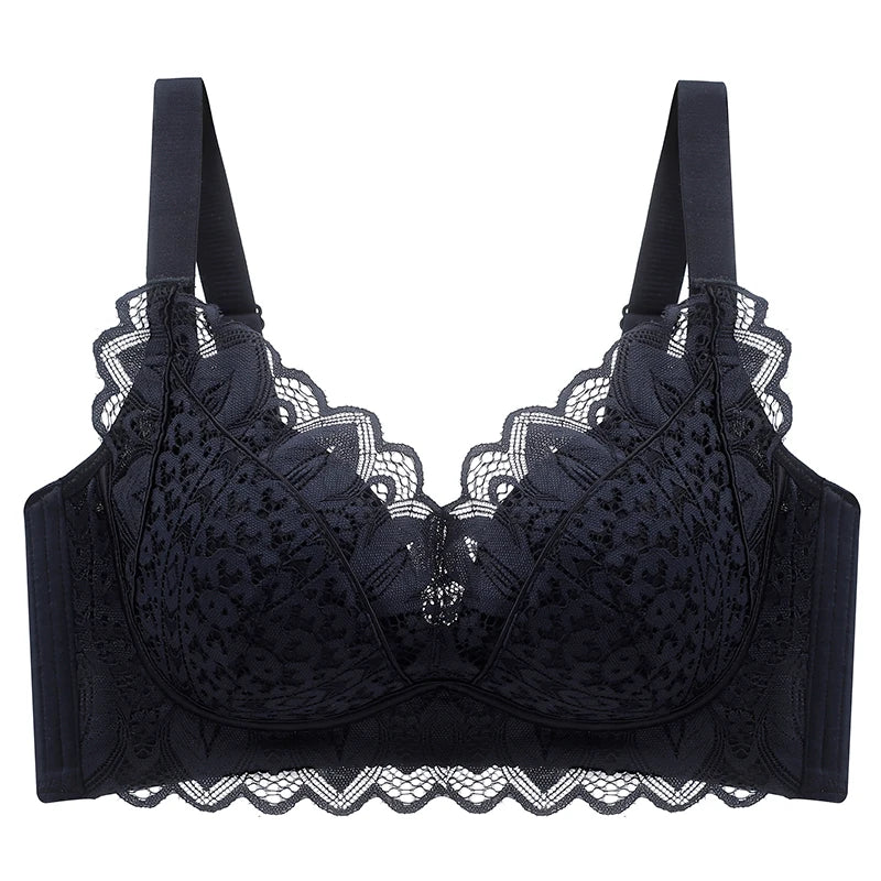 32-40ABC Chest Ventilate Wire-Free Bra Adjustable Strap Side Coverage Push-Up Bra Daily Wear Skin-Friendly High-Support Lingerie