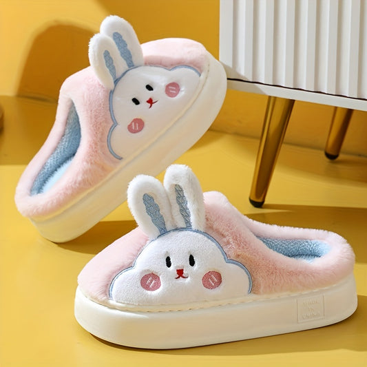 Women’s Cute Rabbit Plush Winter Slippers – Warm & Cozy Indoor Shoes