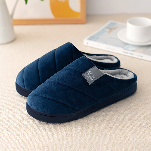 Unisex Casual Striped Plush Slippers – Comfy Non-Slip Home Footwear for Fall to Winter