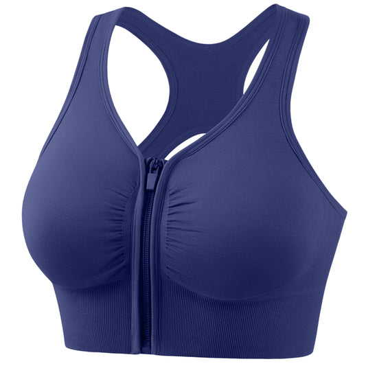 Breathable Comfortable Women's Sports Underwear Running Yoga Fitness Bra Beautiful Back Front Zipper Sports Shock-absorbing Bra