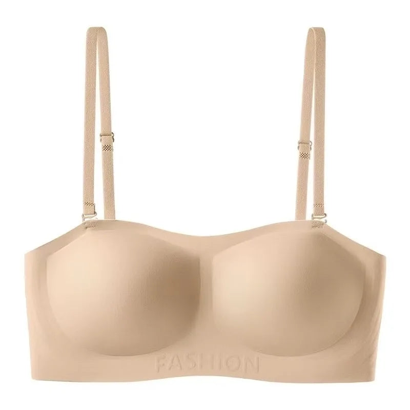 Strapless Bra for Women with Small Chest, Push-up, Non-slip and Anti-fall, Invisible and Seamless Bra with Detachable Straps