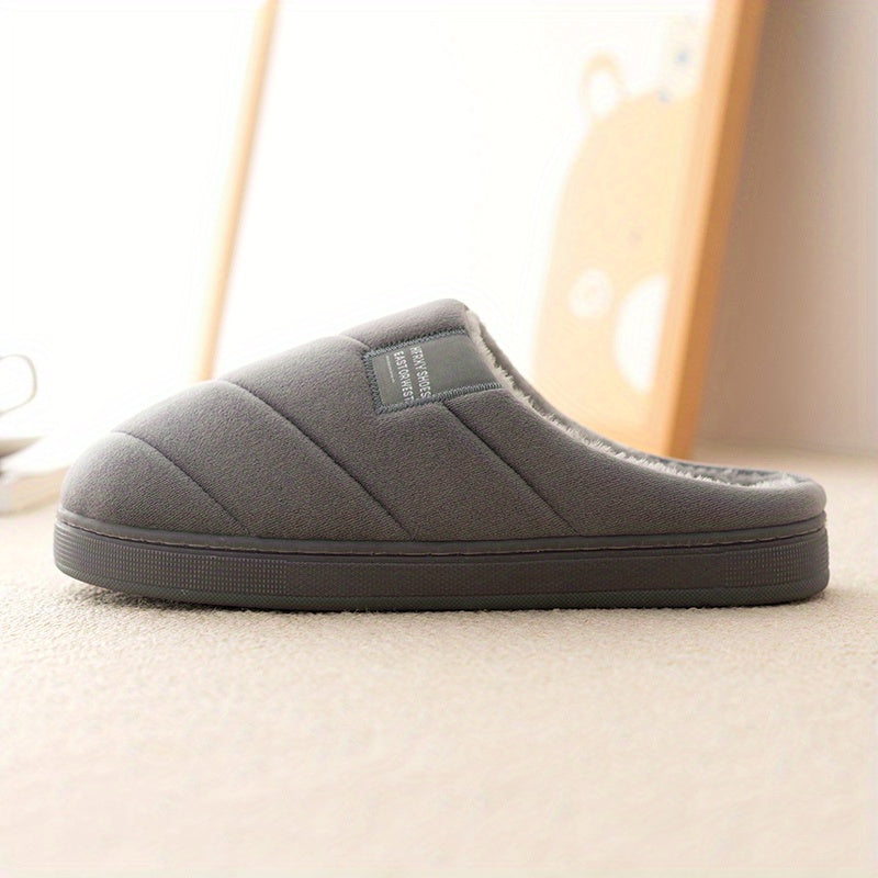 Unisex Casual Striped Plush Slippers – Comfy Non-Slip Home Footwear for Fall to Winter