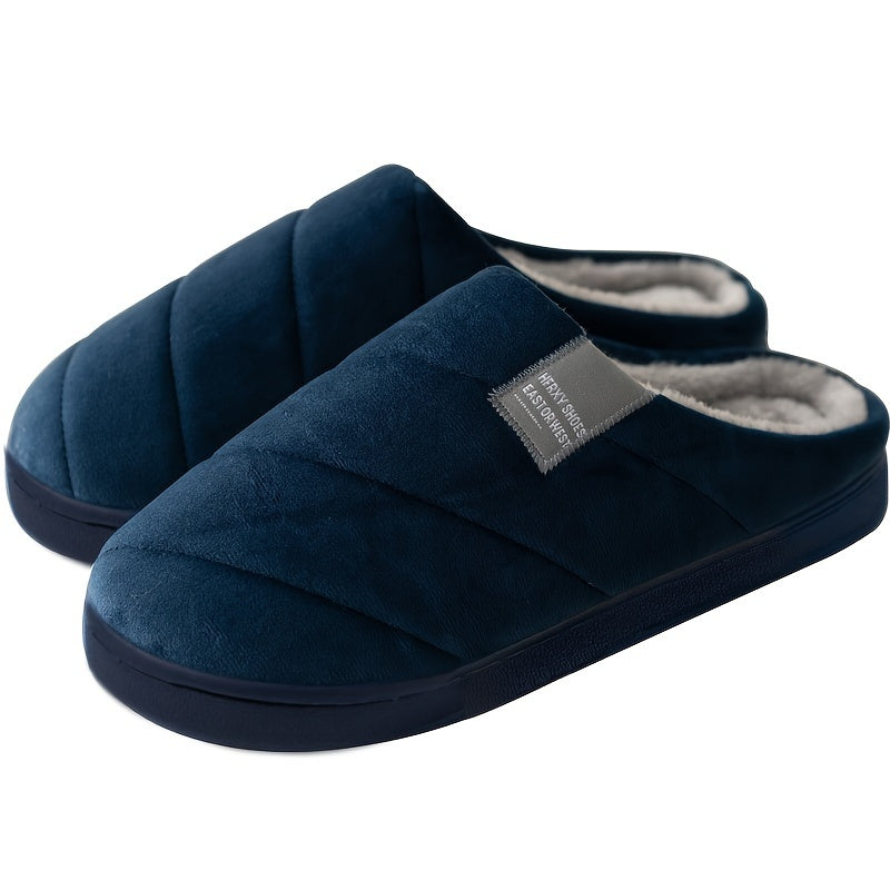 Unisex Casual Striped Plush Slippers – Comfy Non-Slip Home Footwear for Fall to Winter