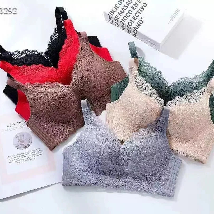 Sexy Lace Bra Comfortable Without Steel Rims Women Underwear Breathable Latex Breast Pad Brassiere Adjustable shoulder strap Bra
