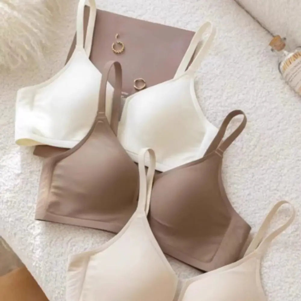 Solid Color Traceless Seamless Bra Anti-sagging Lingerie Wireless Bra for Women Shockproof Adjustable Deep V Bra Sports