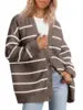 Women's Oversized V-Neck Knit Cardigan – Lightweight Button Front Fall Sweater