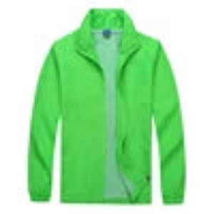 Green jacket on a plain background