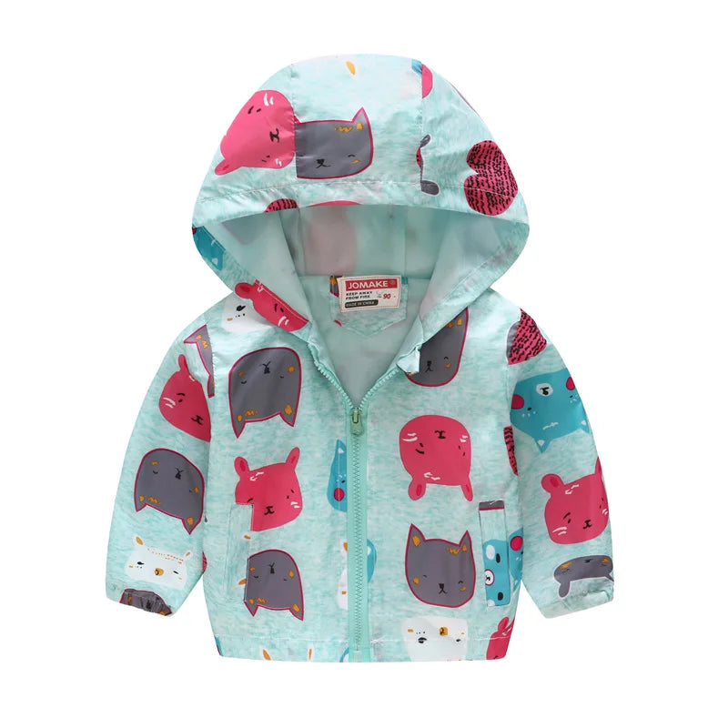 Spring Autumn Thin Jacket for Girls – Fashionable Baby Girl Hooded Windbreaker Coat.