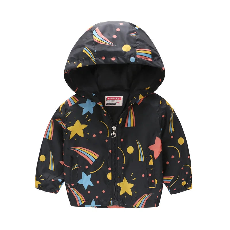 Spring Autumn Thin Jacket for Girls – Fashionable Baby Girl Hooded Windbreaker Coat.