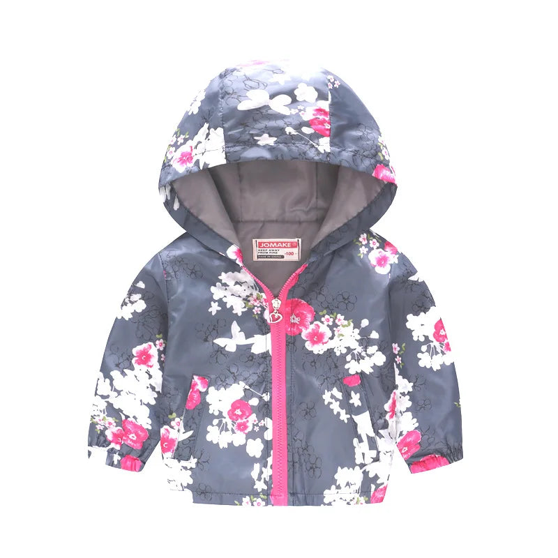 Spring Autumn Thin Jacket for Girls – Fashionable Baby Girl Hooded Windbreaker Coat.