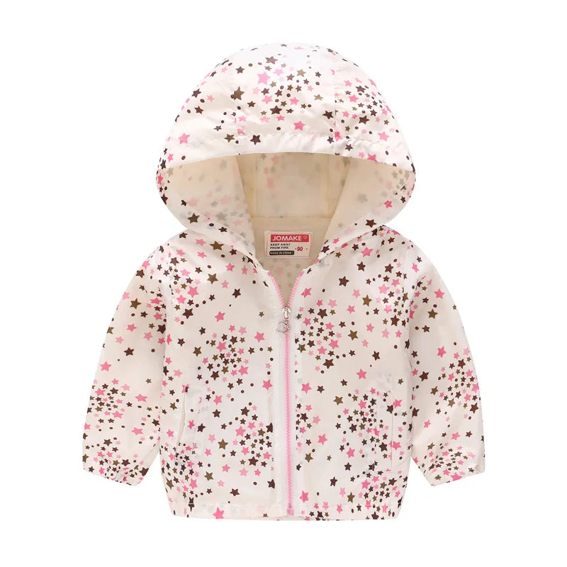 Spring Autumn Thin Jacket for Girls – Fashionable Baby Girl Hooded Windbreaker Coat.
