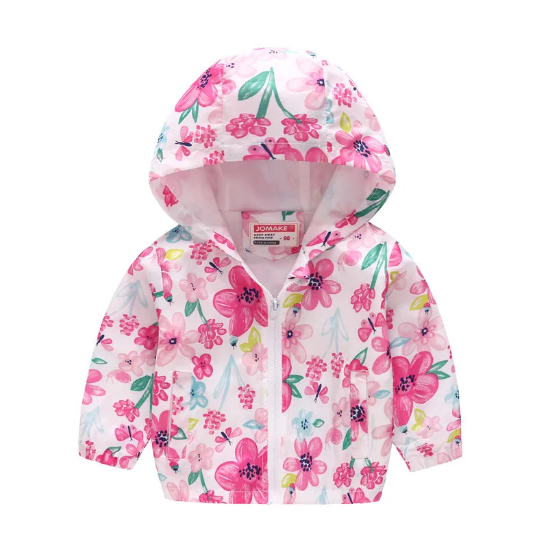 Spring Autumn Thin Jacket for Girls – Fashionable Baby Girl Hooded Windbreaker Coat.