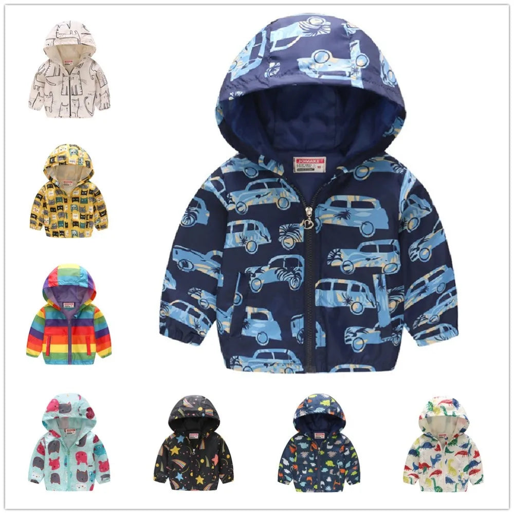 Spring Autumn Thin Jacket for Girls – Fashionable Baby Girl Hooded Windbreaker Coat.