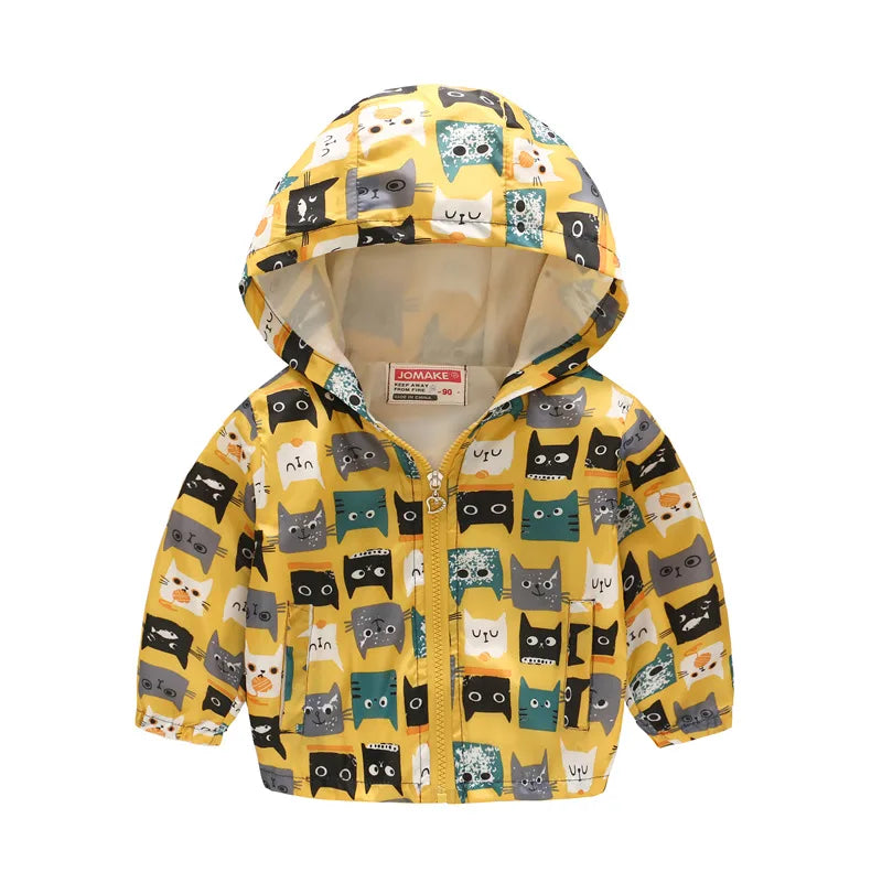 Spring Autumn Thin Jacket for Girls – Fashionable Baby Girl Hooded Windbreaker Coat.