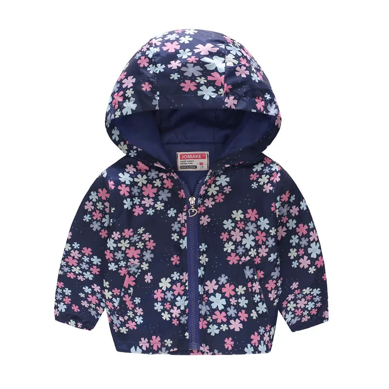 Spring Autumn Thin Jacket for Girls – Fashionable Baby Girl Hooded Windbreaker Coat.
