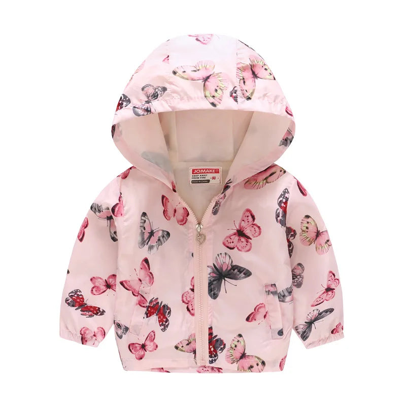 Spring Autumn Thin Jacket for Girls – Fashionable Baby Girl Hooded Windbreaker Coat.