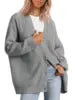 Women's Oversized V-Neck Knit Cardigan – Lightweight Button Front Fall Sweater
