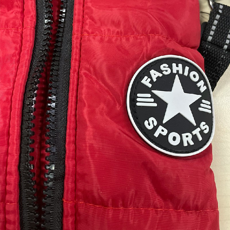 Pet Clothes Autumn Winter Warm Padded Coat Reflective Dog Vest Puppy Jacket with Harness - Green 4XL