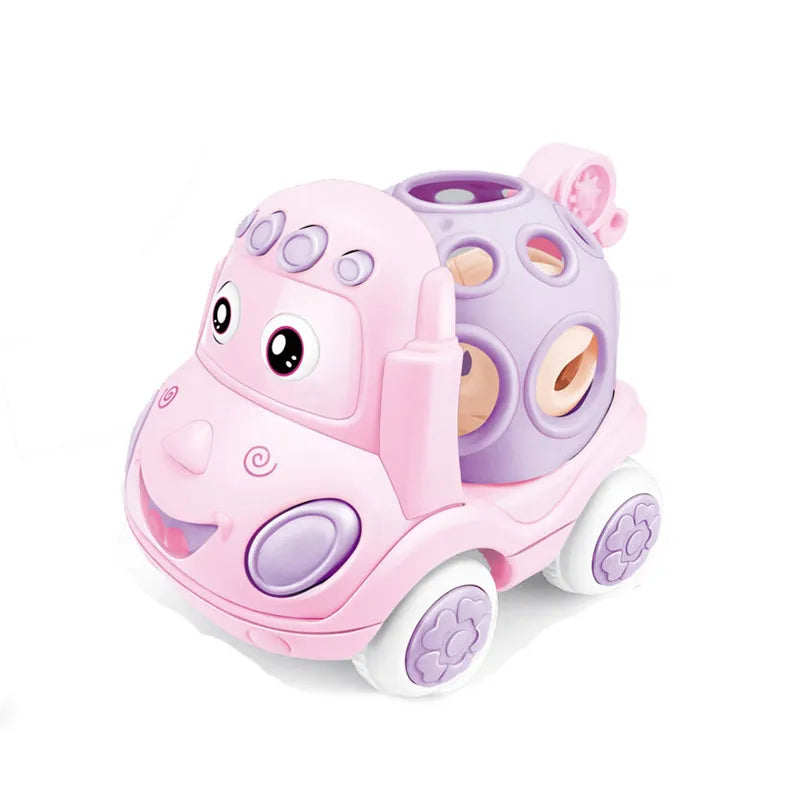 Baby Car Toys for 6 12 Months Friction Car Infant Soft Rubber Inertial Push and Go Vehicles Roll Car Hand Rattle Gift for Kids