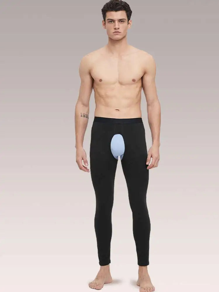 Men’s Open-Crotch Thermal Leggings – Thin Warm Base Layer for Autumn & Winter