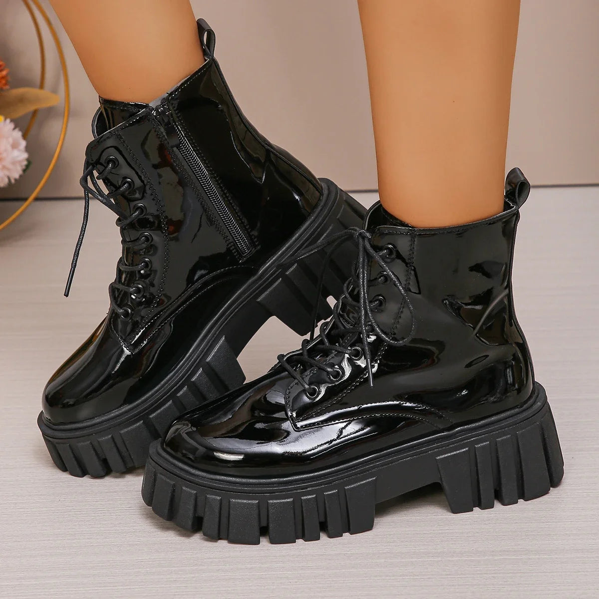 Women Chunky Platform Combat Boots