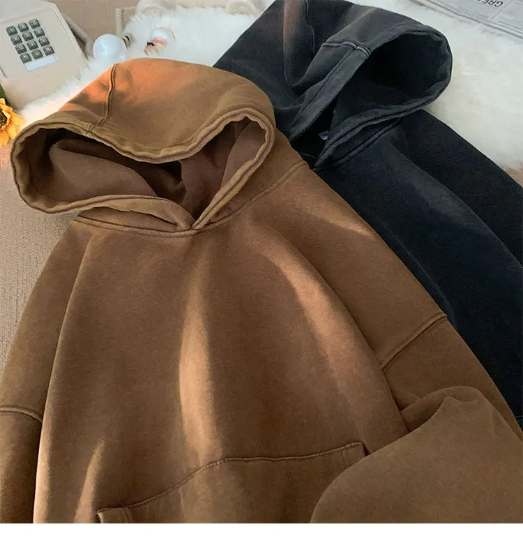 Vintage Washed Oversized Hoodie – Streetwear Harajuku Unisex Sweatshirt