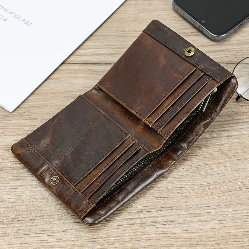 Luufan Men’s Genuine Leather Bifold Wallet – Compact Card & Coin Holder