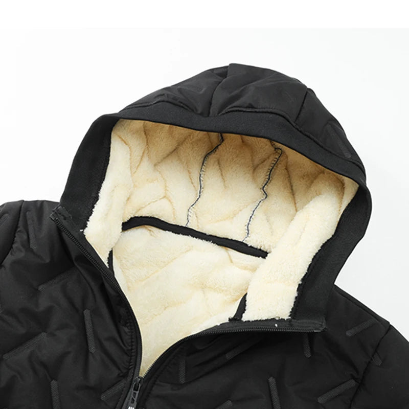 Men’s Fleece Cotton Jacket – Windproof Waterproof Stand Collar Urban Coat