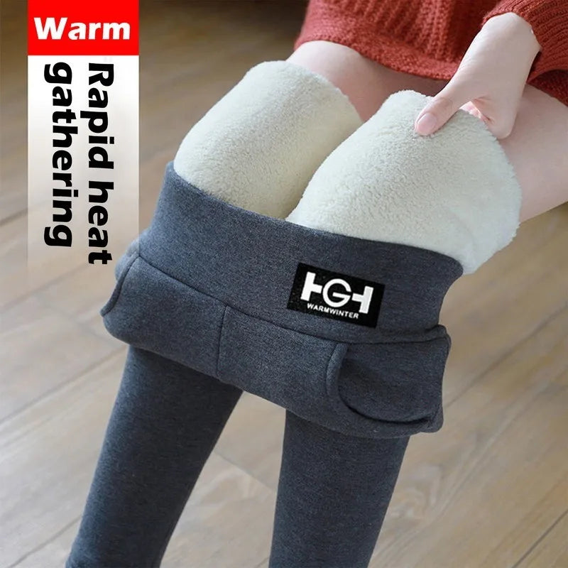 Women’s High-Waist Lamb Wool Fleece Leggings – Butt Lift Thick Winter Pants with Pocket