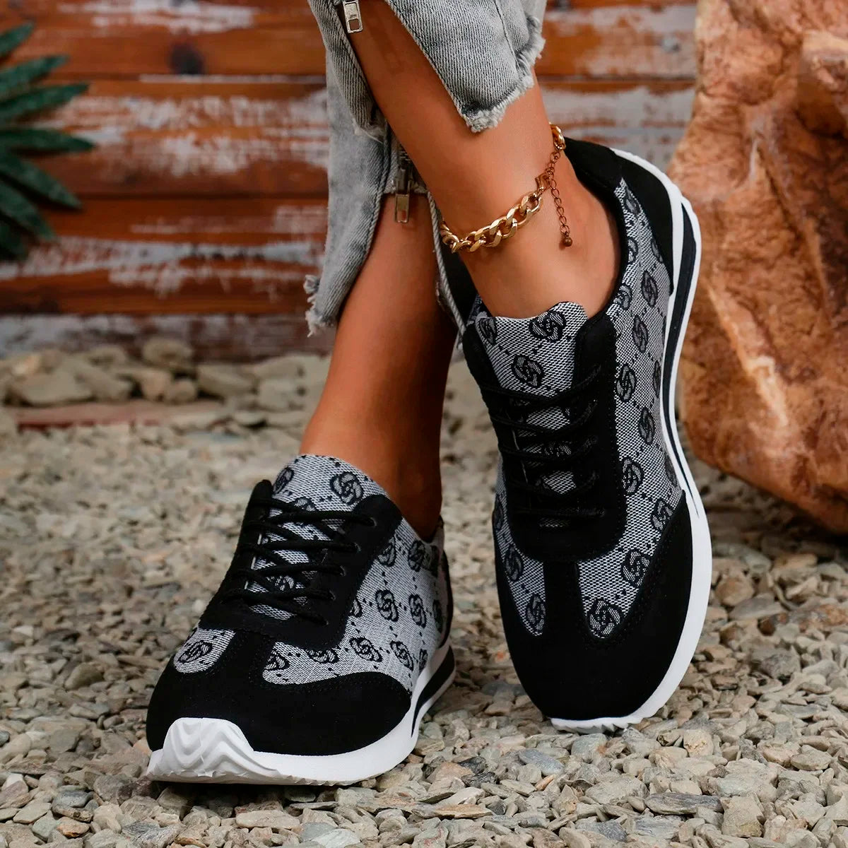 Women Casual Lace-Up Walking Sneakers