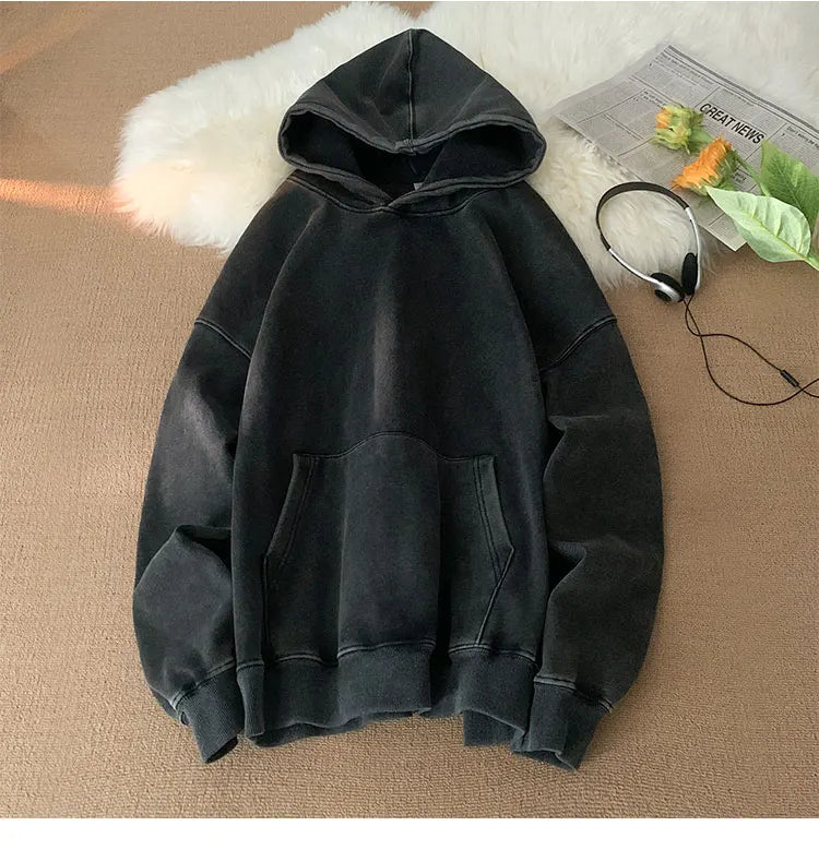 Vintage Washed Oversized Hoodie – Streetwear Harajuku Unisex Sweatshirt