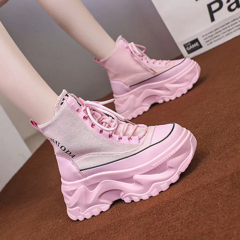 Women Chunky Platform Gothic Moto Boots