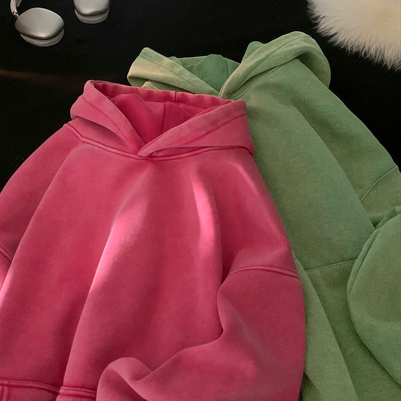 Vintage Washed Oversized Hoodie – Streetwear Harajuku Unisex Sweatshirt