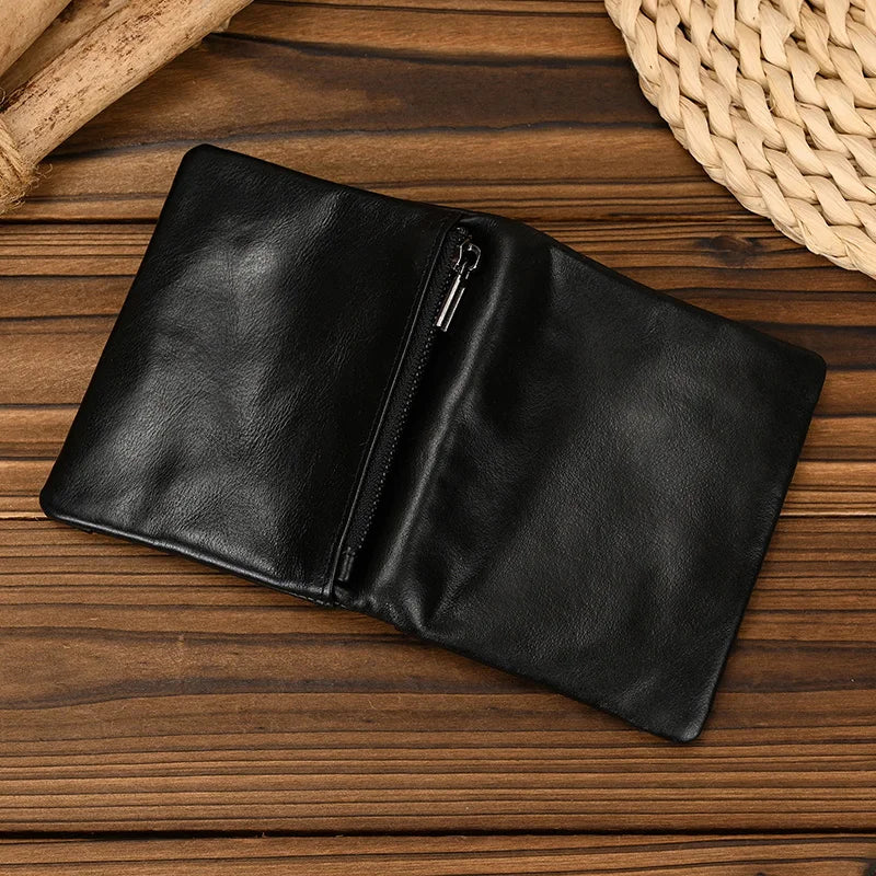 Luufan Men’s Genuine Leather Bifold Wallet – Compact Card & Coin Holder